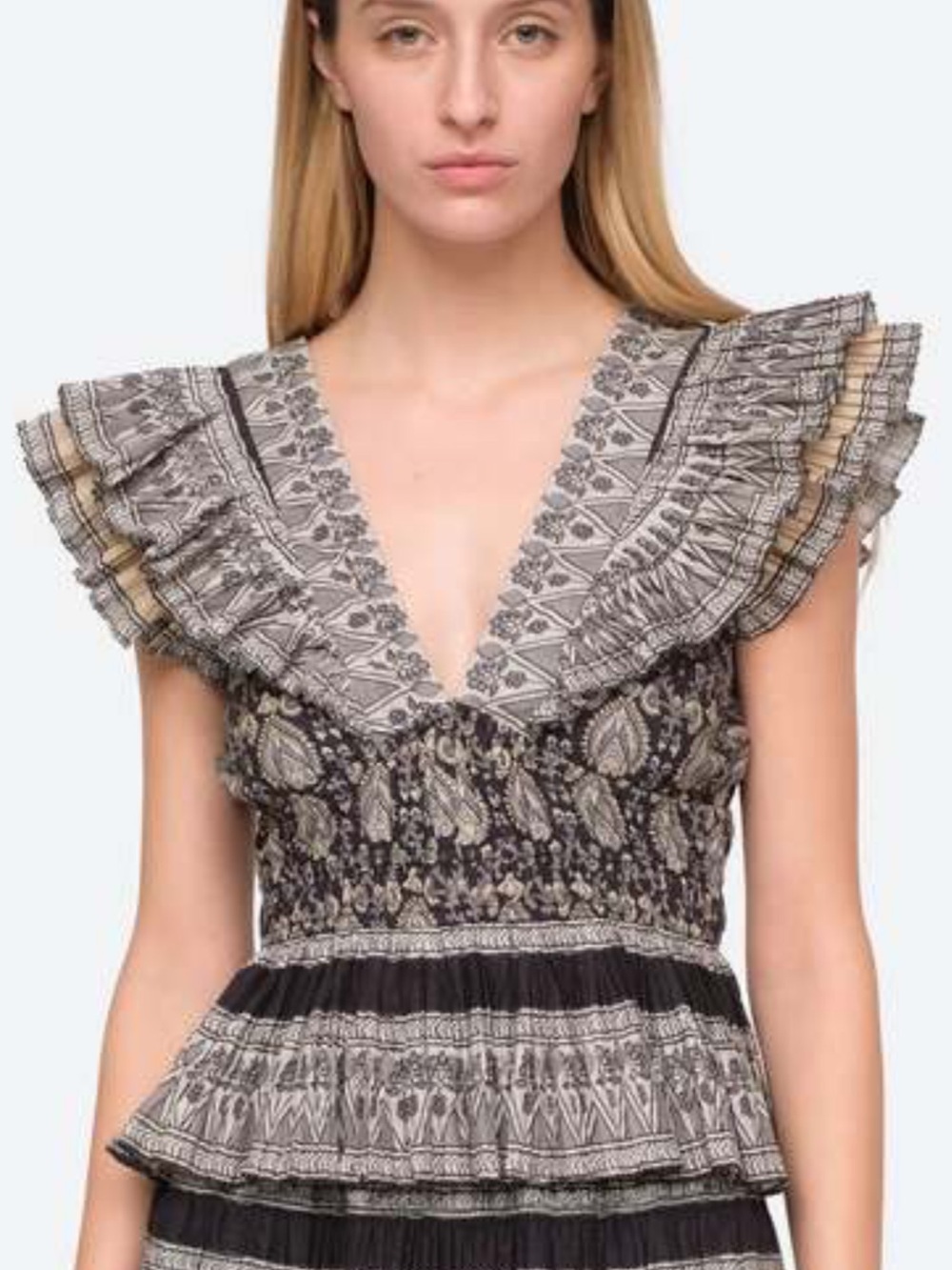Sea New York Tasha Tank cotton pattern ruffle blouse